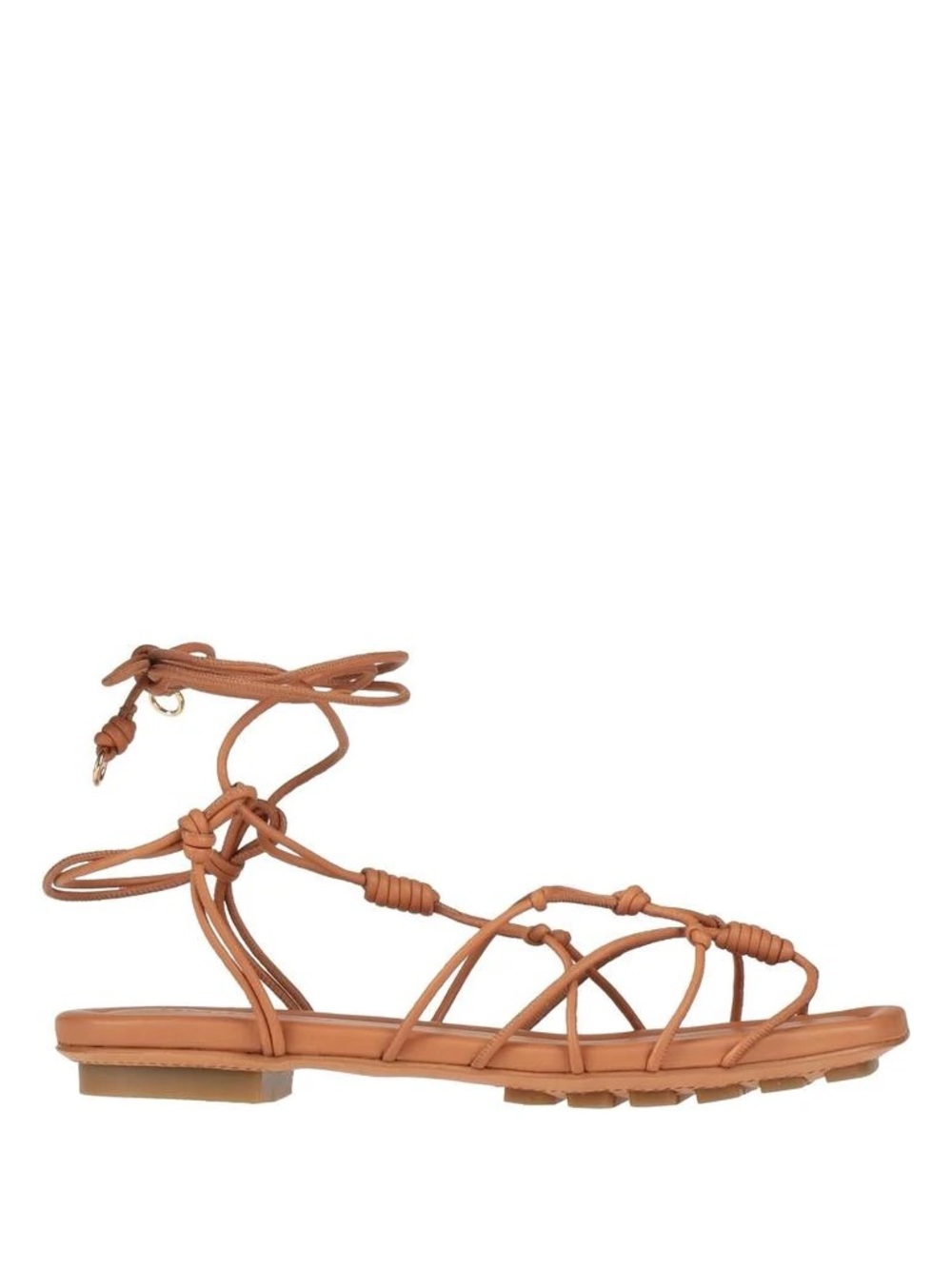 Ulla Johnson Tan Knotted Lace-Up Flat Sandals size 39.5